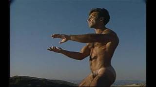 DaVinci desnudo estirándose al aire libre